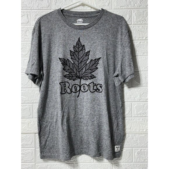 Roots Other - LIKE NEW - ROOTS Womens Size Large Salt & Pepper Black Maple Leaf T Shirt